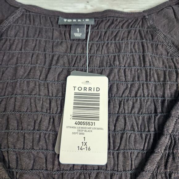 Torrid Cotton Modal Slub Smocked Babydoll Top 1X NWT - Picture 5 of 7